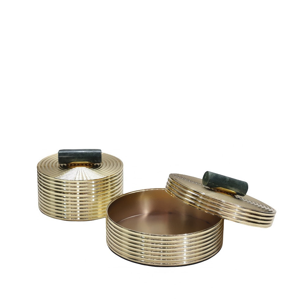 Artisan Brass Boxes with Jade Green Handles