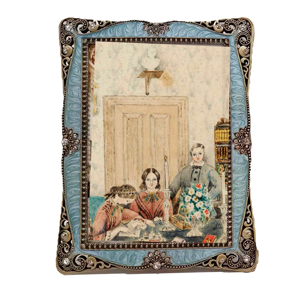 Opulent Art Nouveau Style Photo Frame with Blue and Bronze Accents