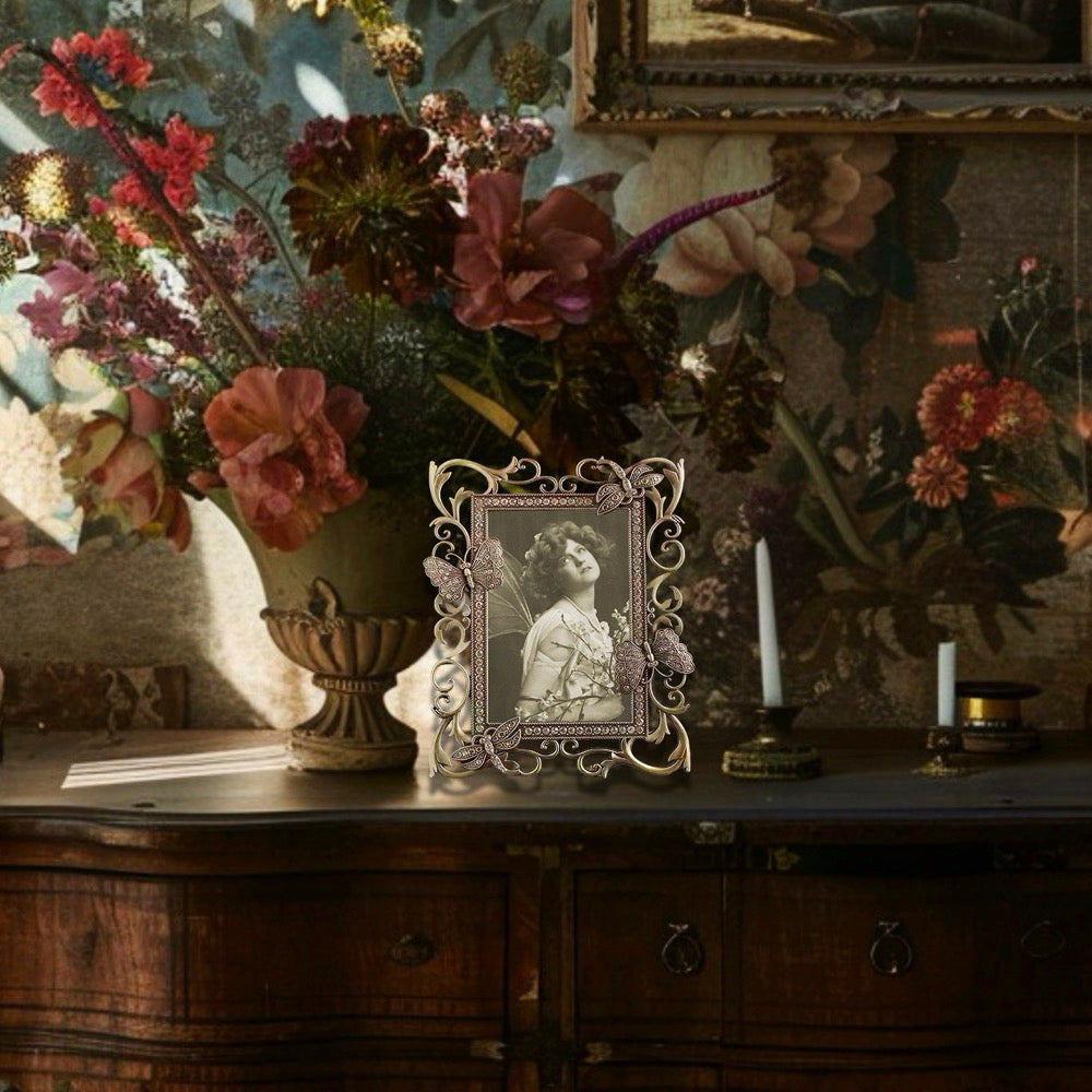 Elegance in Bloom: Art Nouveau Butterfly Frame