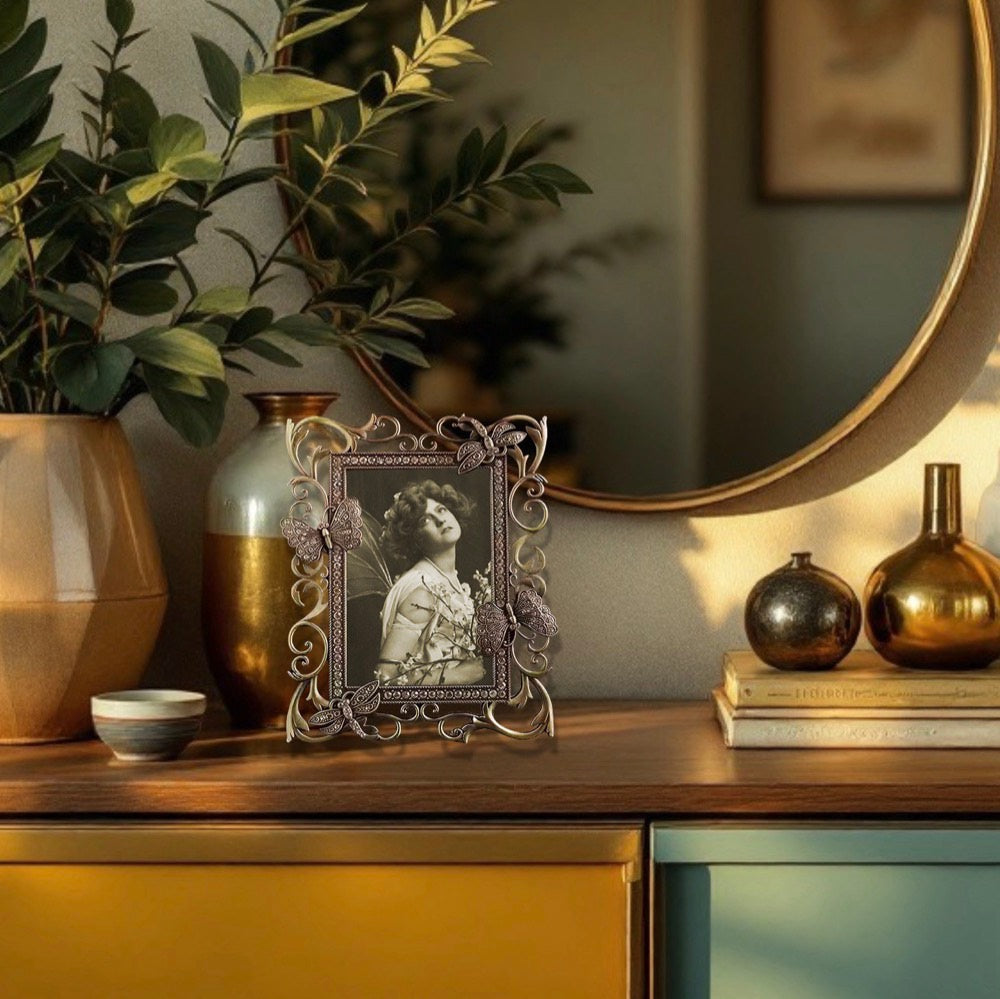 Elegance in Bloom: Art Nouveau Butterfly Frame