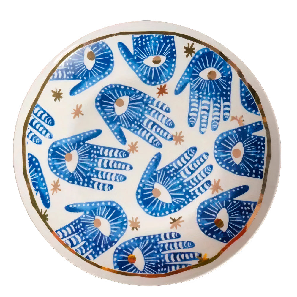 Mystic Blue Eye and Hand Elegance: Decorative Plates