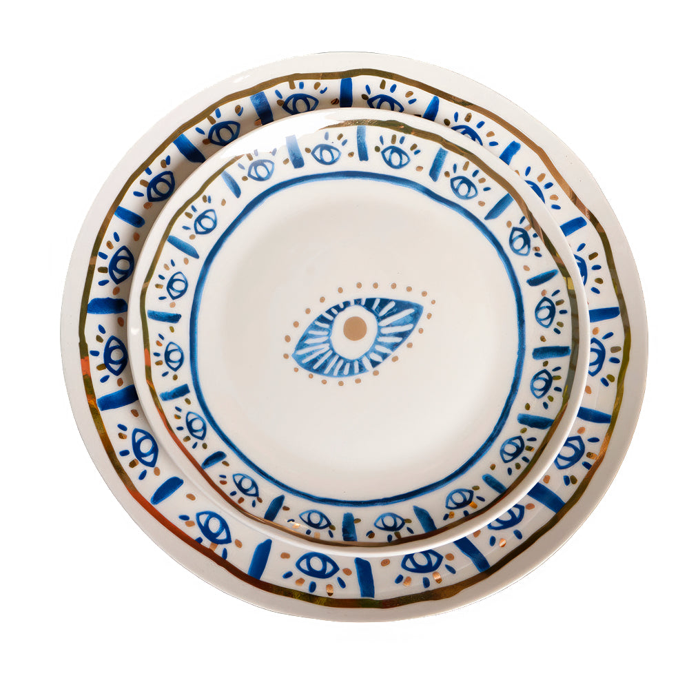 Mystic Blue Eye and Hand Elegance: Decorative Plates