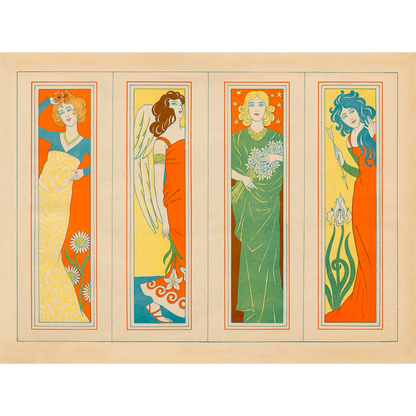Le Quatre Saisons — French Decorative Art Nouveau Print Four Seasons