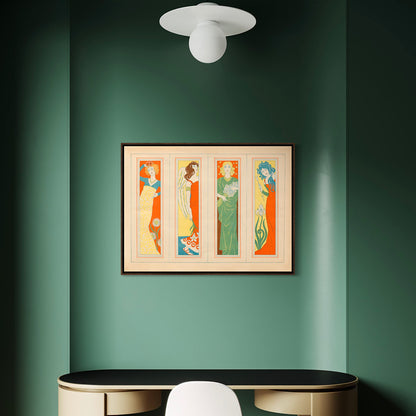 Le Quatre Saisons — French Decorative Art Nouveau Print Four Seasons