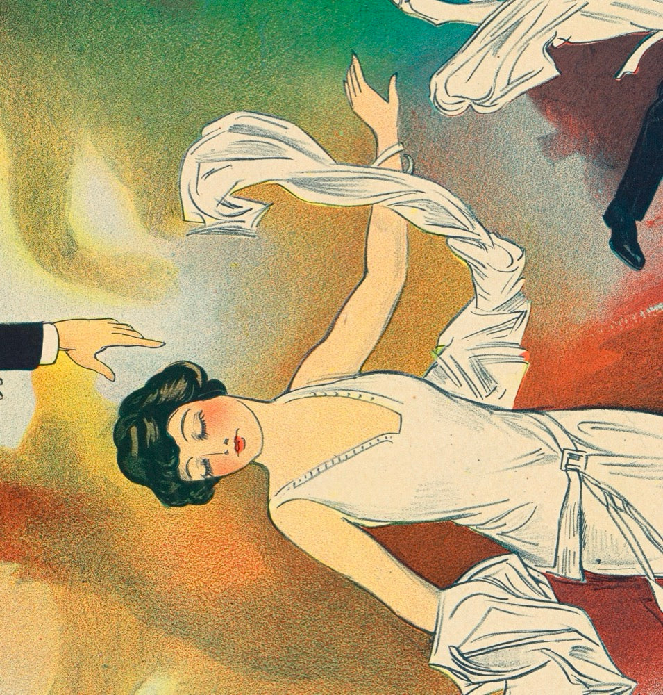 Close-up of Howard Thurston Magic Poster, Detailed Stone Lithography Texture, Levitation of Princess Karnac Detail