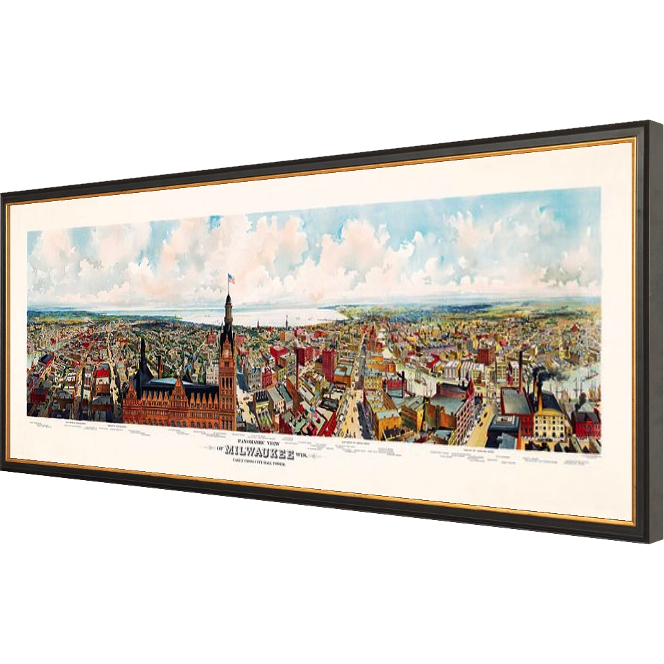 ◆ Panoramic View of Milwaukee, Wis.  - custom frame (non-returnable)