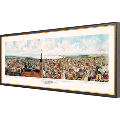 ◆ Panoramic View of Milwaukee, Wis.  - custom frame (non-returnable)