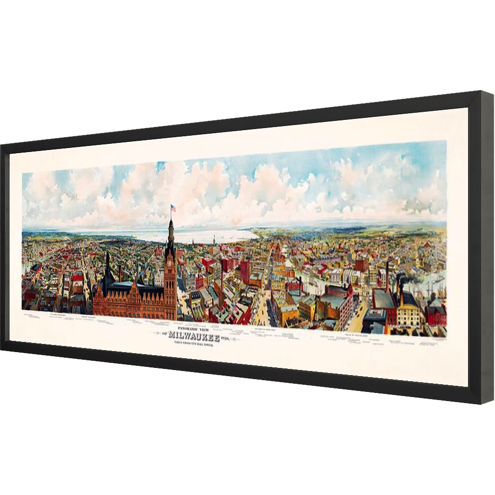 ◆ Panoramic View of Milwaukee, Wis.  - custom frame (non-returnable)