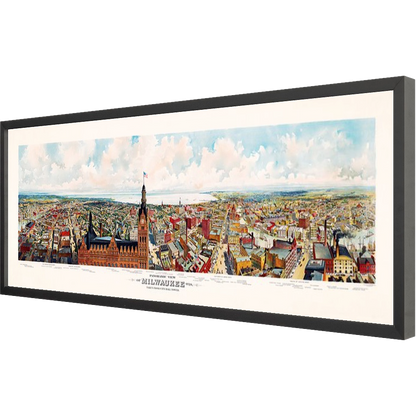 ◆ Panoramic View of Milwaukee, Wis.  - custom frame (non-returnable)