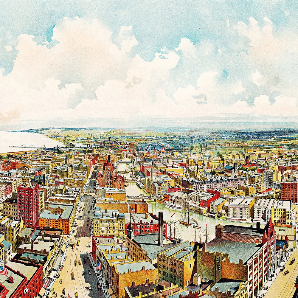 ◆ Panoramic View of Milwaukee, Wis.  - custom frame (non-returnable)