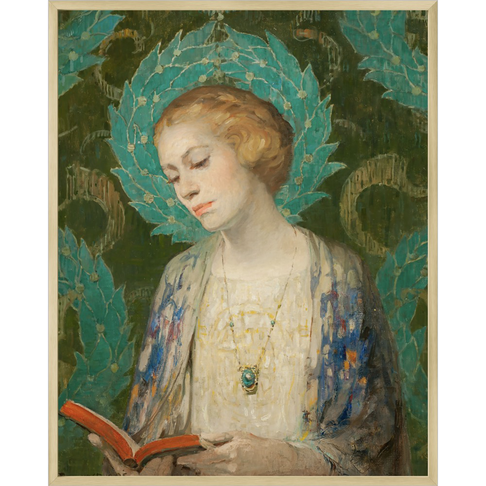 Portrait in Jade and Gold — Vintage Nouveau Portrait Print
