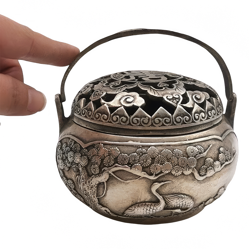 Silver Finish Alloy Ornate Incense Burners
