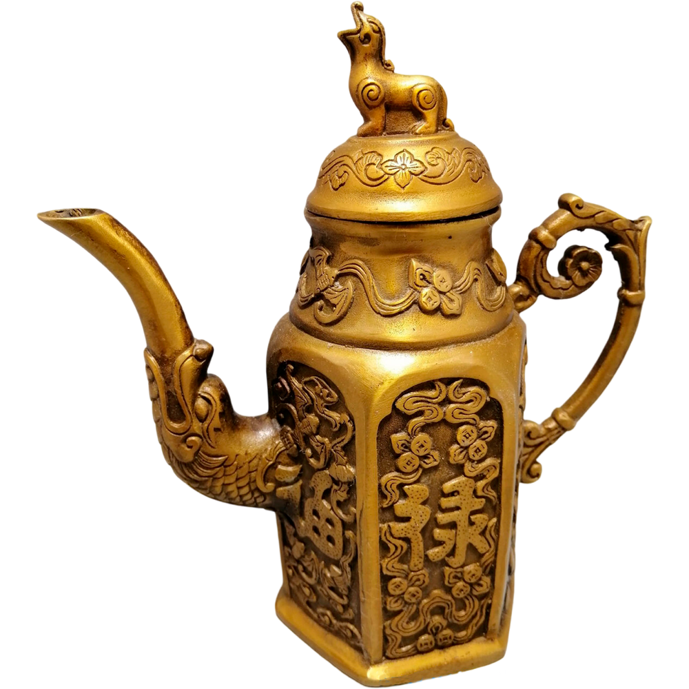 Ornate Bronze Finish Wine Pot