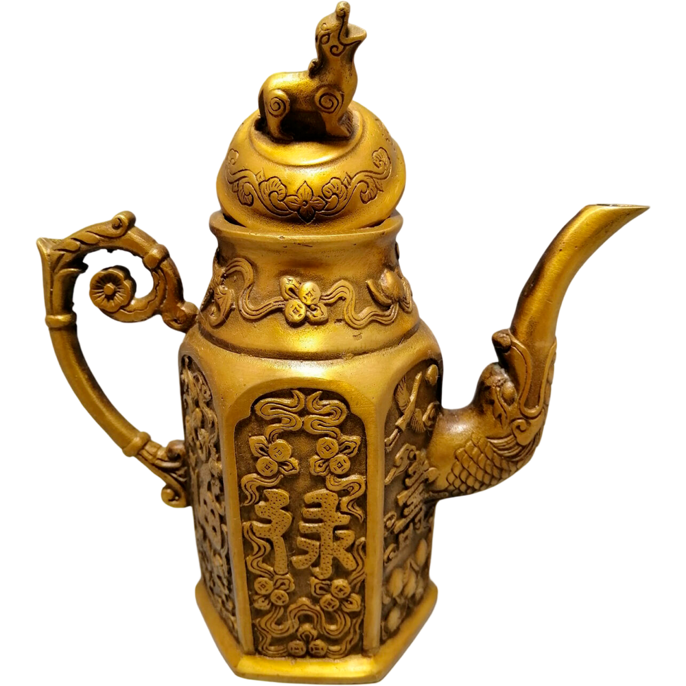 Ornate Bronze Finish Wine Pot