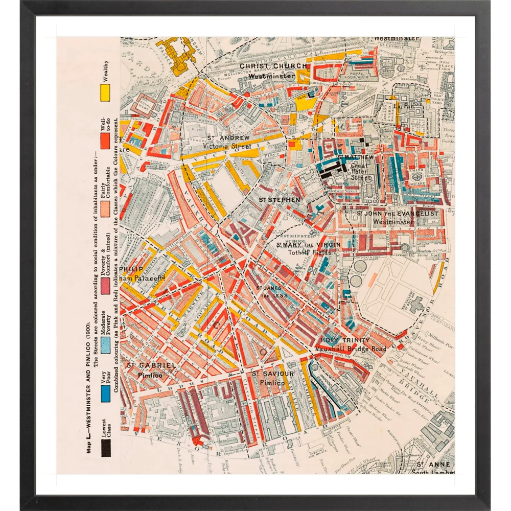 ◆ Westminster and Pimlico Map - custom frame (non-returnable)