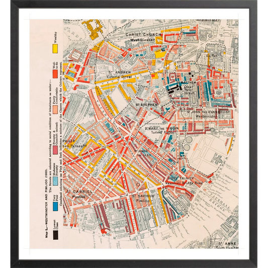 ◆ Westminster and Pimlico Map - custom frame (non-returnable)