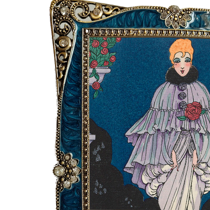 Opulent Art Nouveau Style Photo Frame with Deep Blue Accents