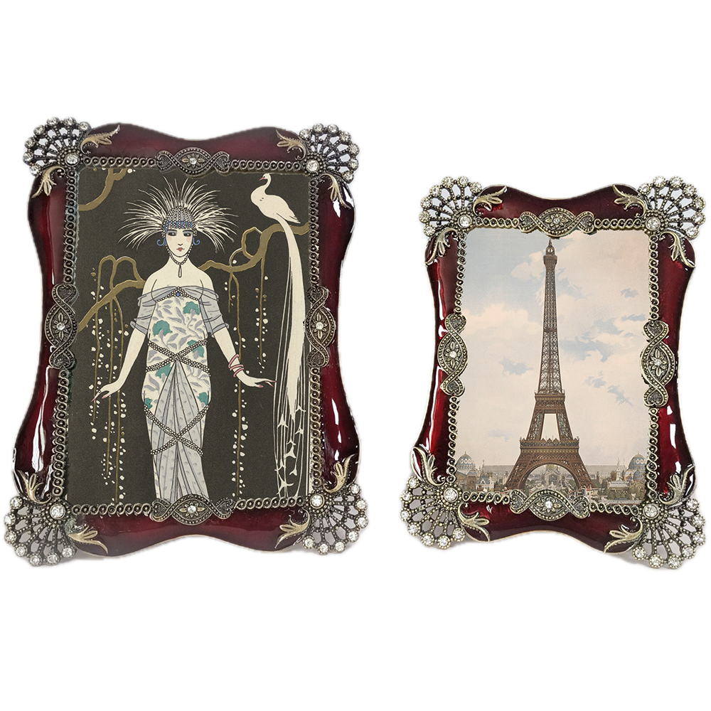 Burgundy & Crystal Filigree Photo Frame