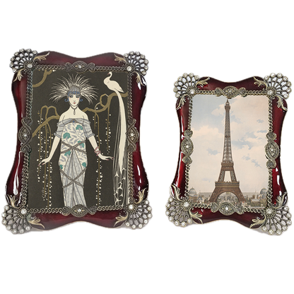Burgundy & Crystal Filigree Photo Frame