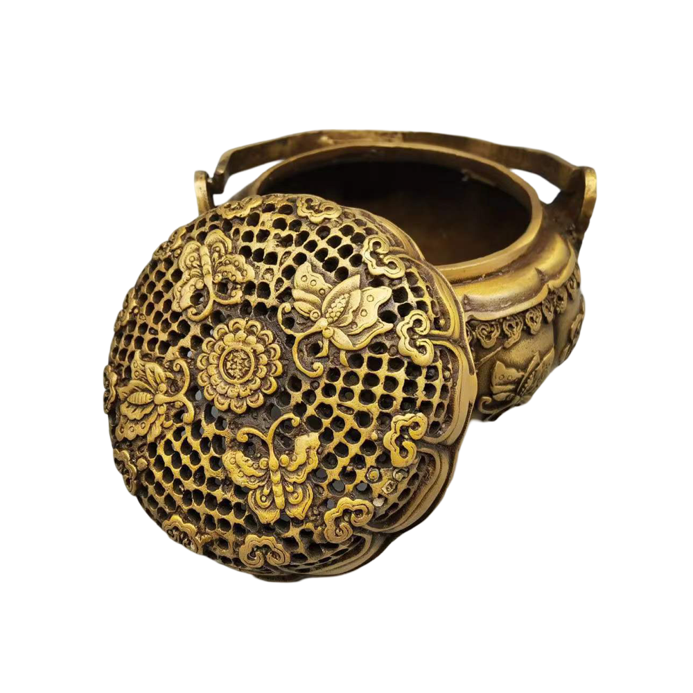 Small Chinese Butterfly Brass Incense Burner