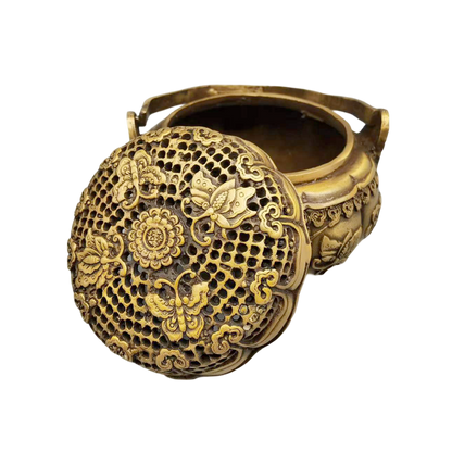 Small Chinese Butterfly Brass Incense Burner