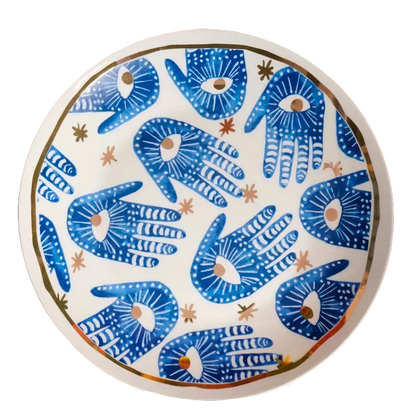 Mystic Blue Eye and Hand Elegance: Decorative Plates