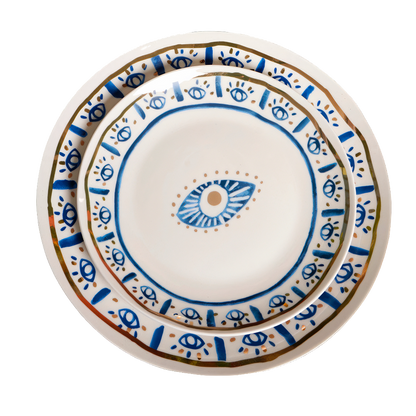 Mystic Blue Eye and Hand Elegance: Decorative Plates