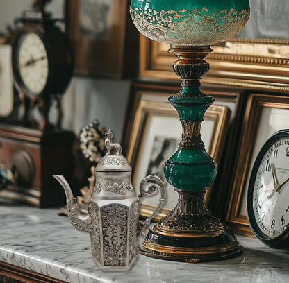 Ornate Antiqued Finish Wine Pot